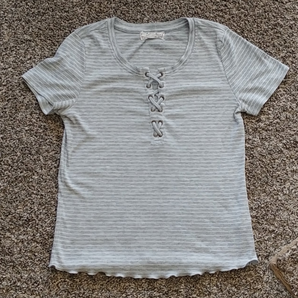 Grey striped babydoll tee